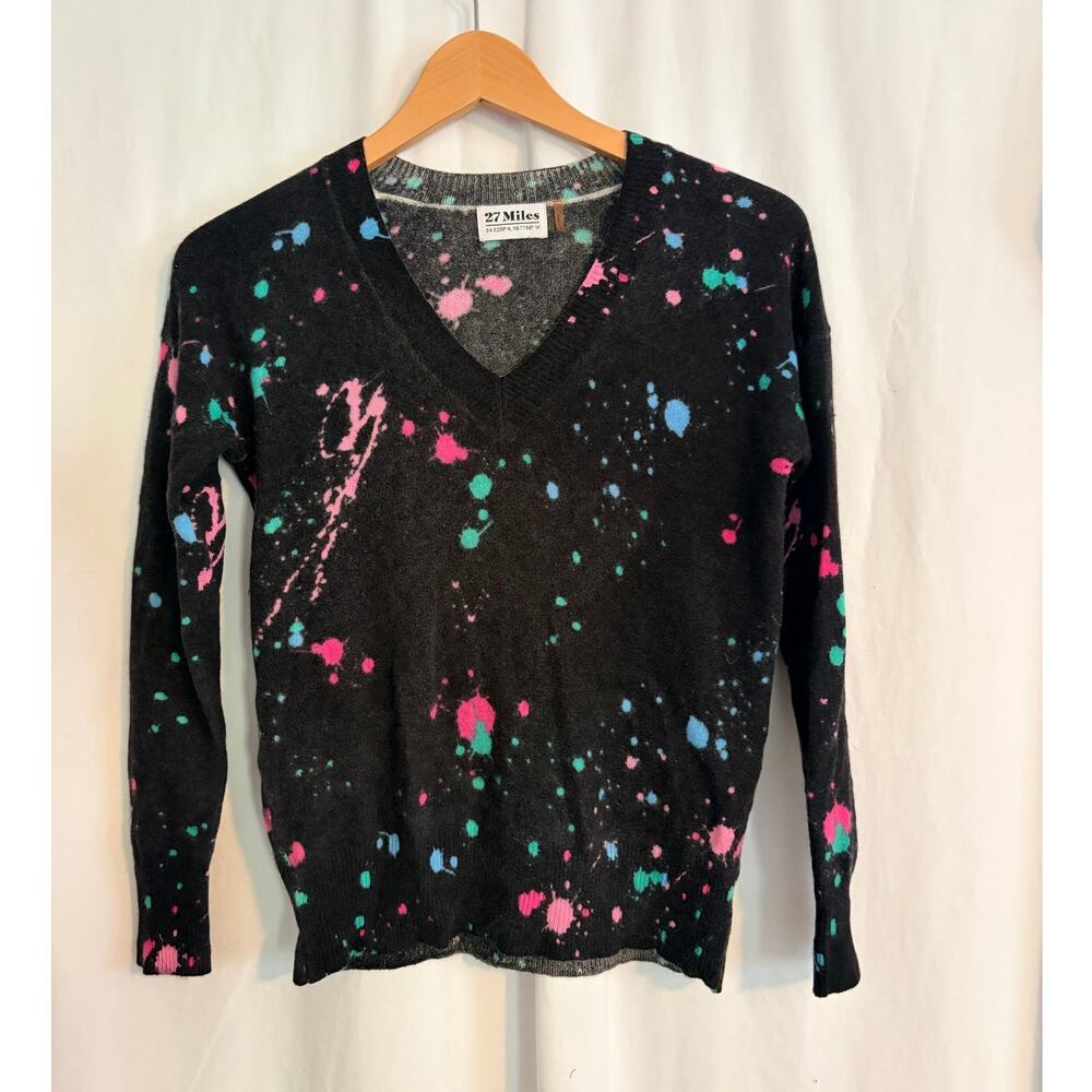27 Miles Cashmere Ladies XS Long Sleeve V Neckline Galaxy Print
